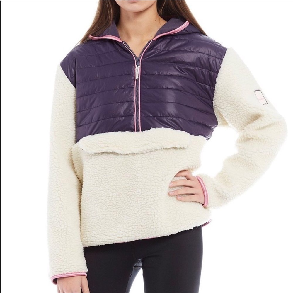 Ivory Ella Sherpa and puffer hooded jacket 1/4 zip Size XL - Picture 1 of 15